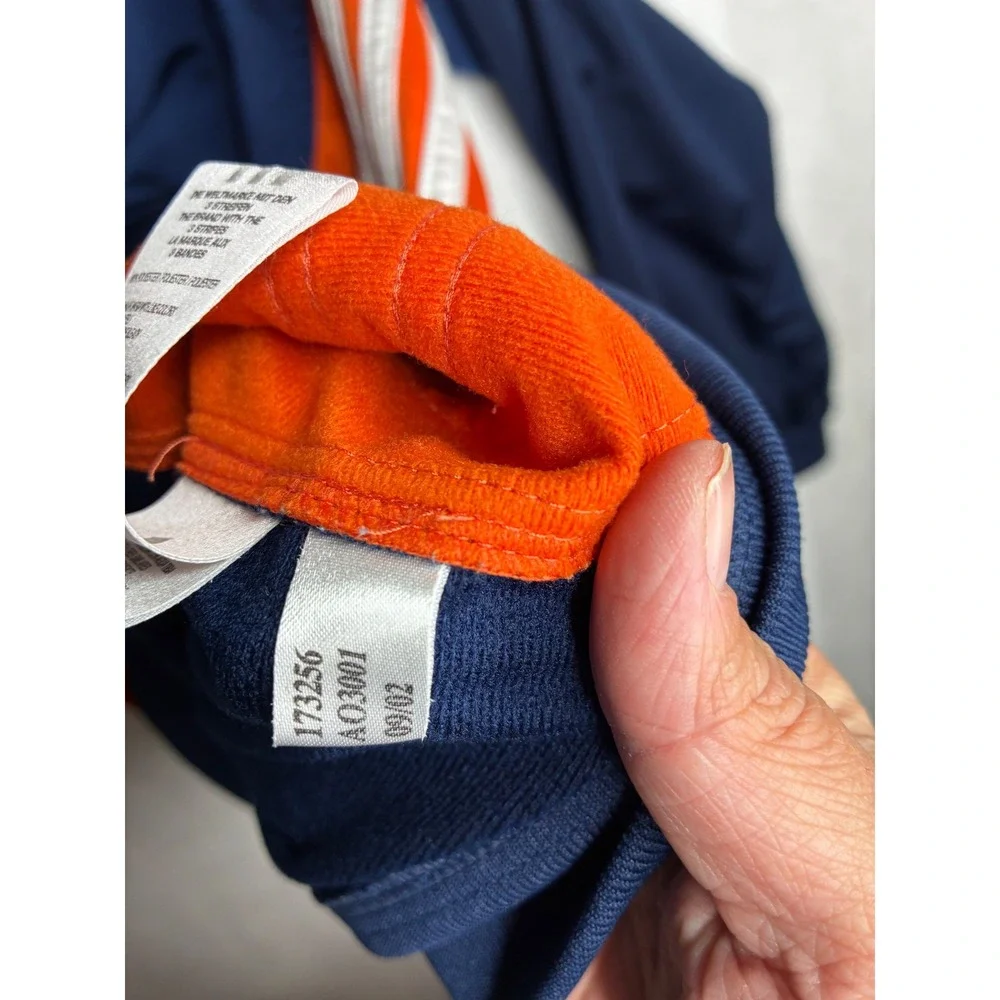 Adidas Vintage Navy Orange Full Zip‎ Hoodie Track Jacket XL Three Stripe Y2K